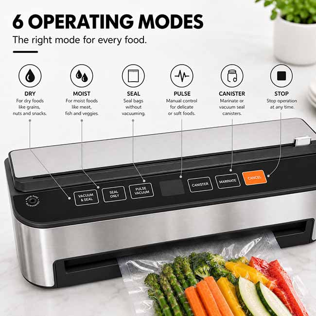 Food Vacuum Sealer machine - with free bags - 6 Operating Modes - shop online vacuumsealbags.co.nz