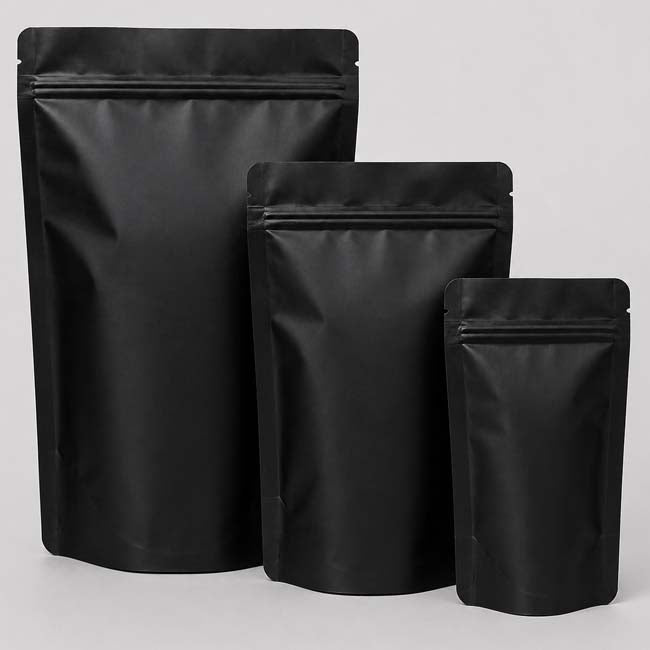Aluminized Standup Pouch Zip Lock Black - Shop online fast delivery nz Vacuumsealbags.co.nz