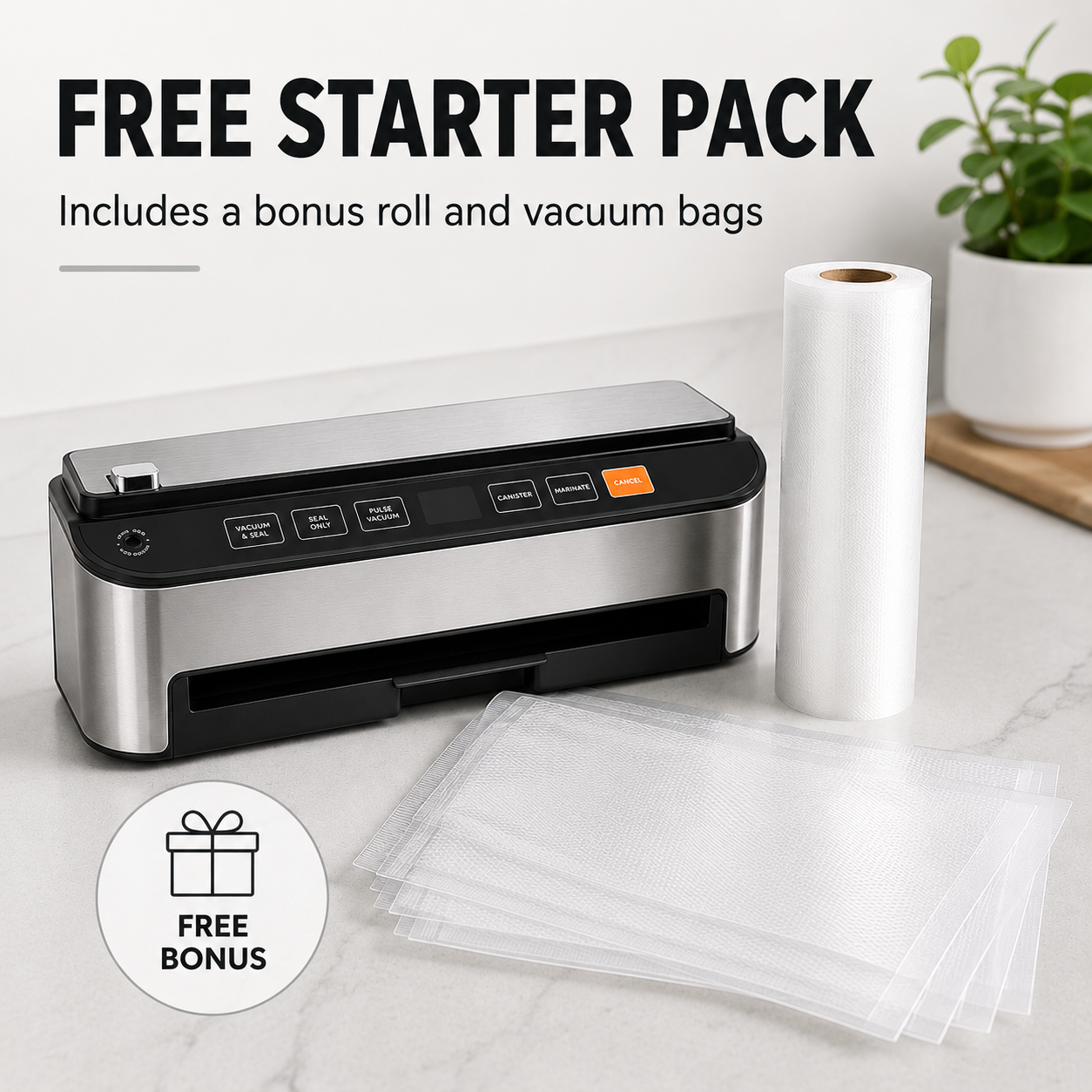 Food Vacuum Sealer machine - with free bags - with free bags and roll - shop online vacuumsealbags.co.nz