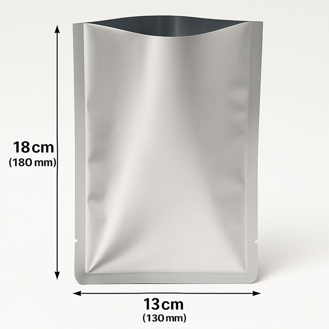 Mylar heat sealable pouch 13cm x 18cm (130mm x 180mm), flat food grade storage bag with heat seal opening – VacuumSealBags.co.nz