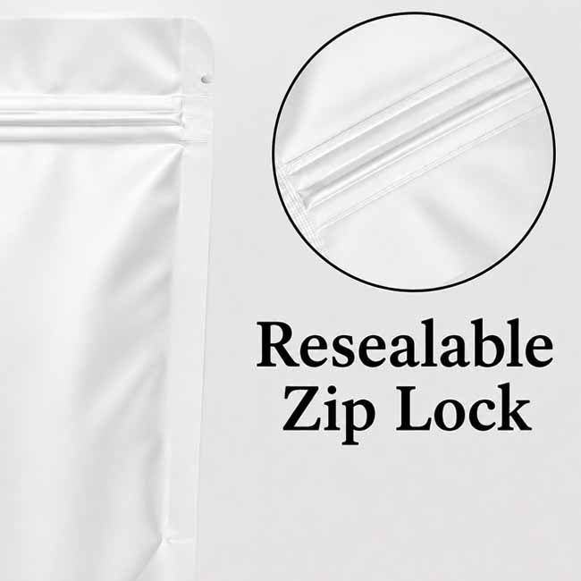 White Aluminized Zip Lock Bag - Reasealable Zip Lock - shop online vacuumsealbags.co.nz