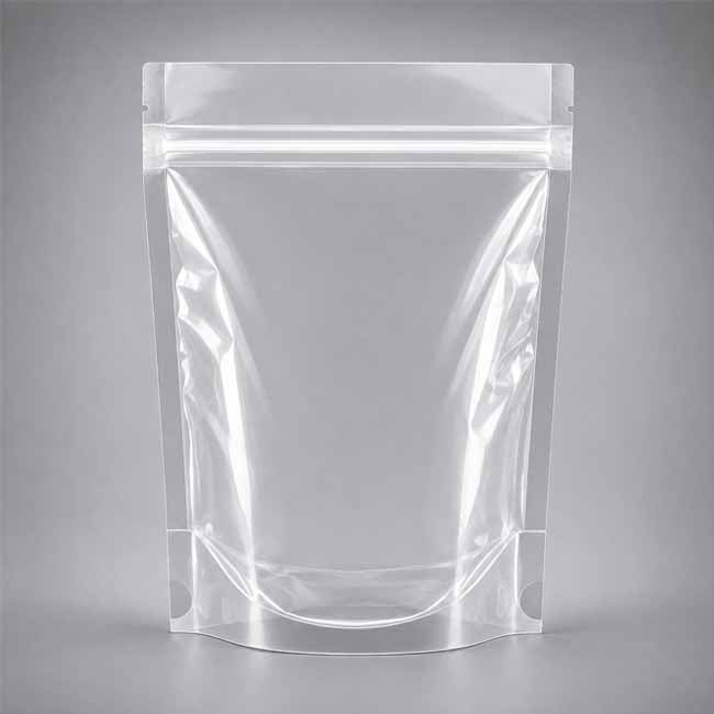 Clear stanup pouch - zip lock standup PE pouch - shop online vacuumsealbags.co.nz